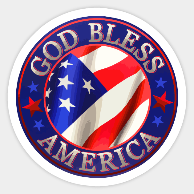 God Bless America emblem and US flag Sticker by Hot-Proper-Tees